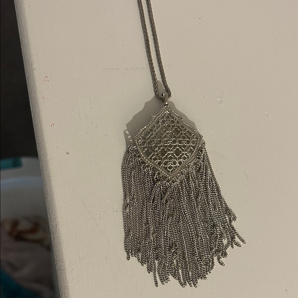 Kendra Scott Silver Long Chain Necklace with Pendant